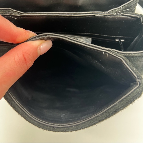 Vintage Frenchy of California Suede Crossbody Bag Black Gold Chain Strap USA - Picture 7 of 12